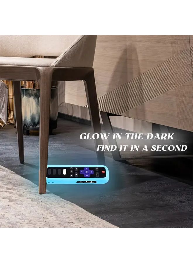 Blue Glow In The Dark Silicone Remote Cover With Lanyard For Roku TV Remote Control - Image 4